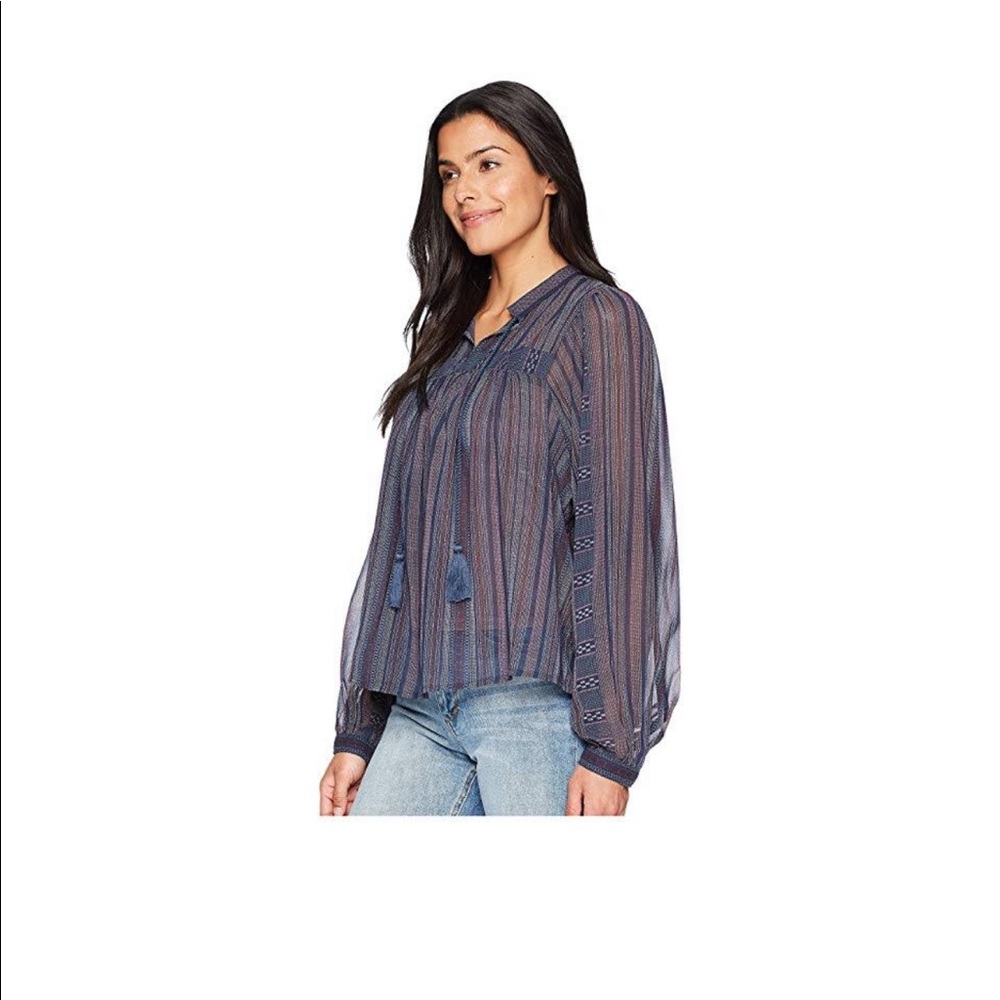 Shear print peasant top